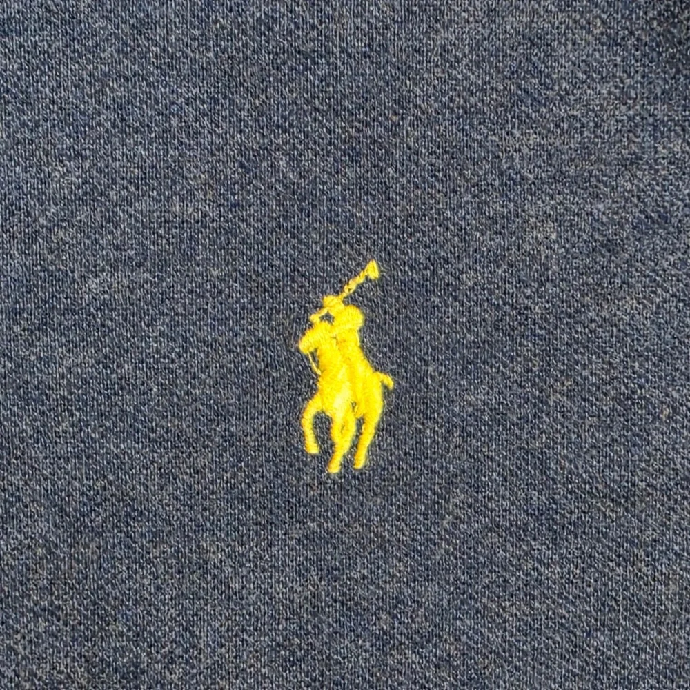 Polo Ralph Lauren Mens Custom Fit Polo Shirt Blue Heather Yellow Pony Size M